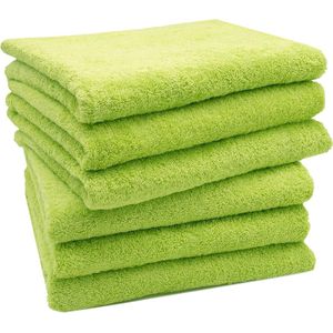 set van 6 handdoeken katoen, 50x100 cm, groene, 95°C wasbaar