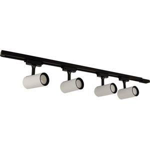 LUTER 1-Fase Railverlichting - GU10 – 100cm – I-vorm - 4 spots - Railsysteem– Wit
