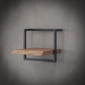 Wandplank Edge | 40 x 25 x 30 cm | acacia hout boomstam | zwart / bruin | modern wandschap