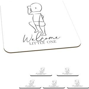 Onderzetters voor glazen - Baby - Welcome little one - Spreuken - quotes - Geboorte - 10x10 cm - Glasonderzetters - 6 stuks