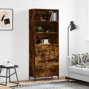 The Living Store Opzetkast - Hoge kast - Gerookt eiken - 69.5 x 34 x 180 cm