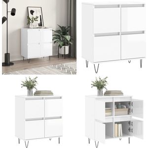 vidaXL Dressoir 60x35x70 cm bewerkt hout hoogglans wit - Dressoir - Dressoirs - Opbergkast - Buffet