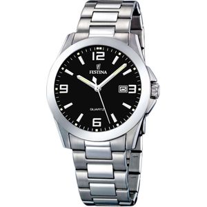 Festina Classic Horloge - Festina heren horloge - Zwart - diameter 40 mm - roestvrij staal