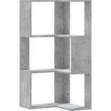 vidaXL - Boekenkast - 3-laags - hoek - 50x50x102 - cm - bewerkt - hout - betongrijs