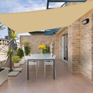 Zonnezeil, rechthoekig, 2 x 3 m, waterdicht, PES polyester, zonwering, windscherm, waterafstotend, uv-bescherming, voor balkon, tuin, terras, zand