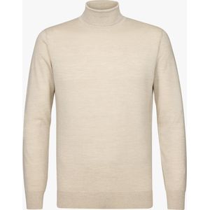 Profuomo heren trui wol - slim fit coltrui - beige - Maat: S