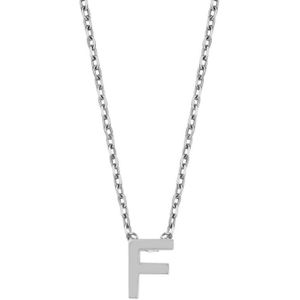 Cadeau voor haar New Bling 9NB 907F Zilveren Ketting Dames - letterhanger - F - Zilverkleurig
