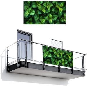 Balkonscherm 200x110 cm - Balkonposter Bladeren - Planten - Groen - Klimop - Balkon scherm decoratie - Balkonschermen - Balkondoek zonnescherm
