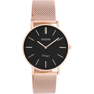 OOZOO Vintage series - rosé goudkleurige horloge met rosé goudkleurige metalen mesh armband - C9926 - Ø36