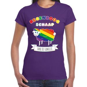 Bellatio Decorations Gay Pride T-shirt voor dames - regenboog schaap - paars - LHBTI XXL