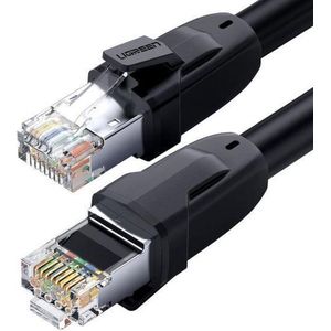 By Qubix internetkabel - 5m UGREEN cat 8 Rond Ethernet LAN netwerk kabel (25Gbps) - Zwart - UTP kabel - RJ45 - UTP kabel