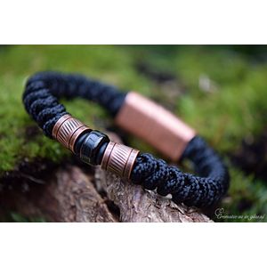 Urn-Crematie-as heren armband-Sieraad wordt voor u op maat gemaakt! 8mm-Sail Rope Heren armband met crematie-as verwerkt in bedel-rvs koperkleur design kralen-Herinneringsarmband-Assieraad-Magneet sluiting-Herdenkingsssieraad-Gedenken-Handgemaakt