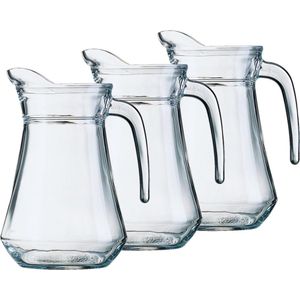 3x stuks glazen schenkkannen/karaffen 1,3 liter - Sapkannen/waterkannen/schenkkannen