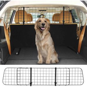 Zenzee - Hondenrek auto - Hondenrek - Autorek hond - Bagagerek - Kofferbak - Verstelbaar- B91-145cm/H30 cm- Zwart