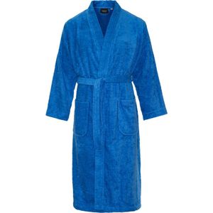 Kimono badstof katoen – lang model ��– unisex – badjas dames – badjas heren – sauna - kobalt blauw - L/XL