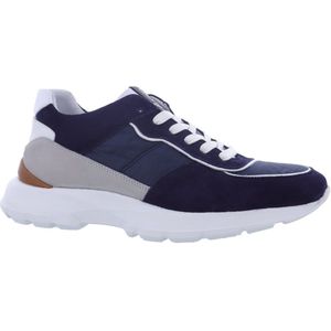 Livingstone - Lisbon - Sneaker - Blauw Wit - Nubuck, Textiel, Leer - Wijdtemaat - H - Schoenmaat - 45