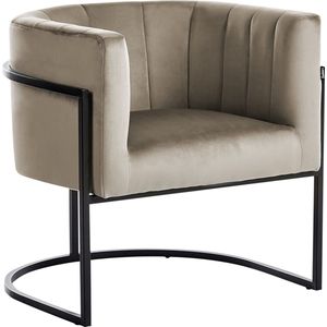 LARVIK II - Fauteuil - Taupe - Fluweel