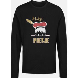 Sinterklaas | Pietje T-shirt met glittert | Meisjes | Jongens | Unisex | Zwart | Maat 122/128