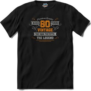 80 Jaar vintage legend - Verjaardag cadeau - Kado tip - T-Shirt - Heren - Zwart - Maat 3XL