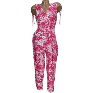 Dames jumpsuit met print XL/XXL (40-44) roze/wit