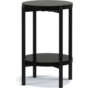 Sigma D - Sidetable - Hoge salontafel - handig tafeltje - 44.2 x 61 cm - met plank - metalen frame - woonkamermeubel - kleur: zwart / zwarte glans