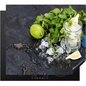KitchenYeah® Inductie beschermer 60x52 cm - Cocktail - Mojito- Inductie beschermer - IJsblokjes - Kookplaataccessoires - Afdekplaat voor kookplaat - Inductiebeschermer - Inductiemat - Inductieplaat mat