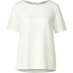 Street One LTD QR knit look Dames T-shirt - off white - Maat 42