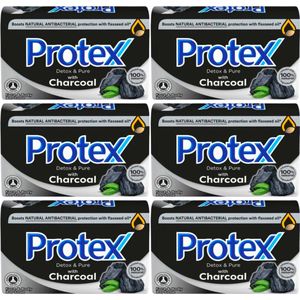Protex Handzeep Detox & Pure Charcoal - Antibacteriële Handzeep - 6 x 90g - Voor Gezicht en Lichaam - Soap - Zeep Blok - Handzeep Voordeelverpakking