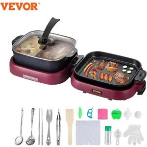 NewWave® - Vevor 2 in 1 Grill - Multifunctionele Draagbare Elektrische BBQ Pan - Hot Pot - 2000W