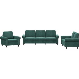 vidaXL-3-delige-Loungeset-met-kussens-fluweel-donkergroen