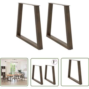 The Living Store Eettafelpoten 2 st V-vormig 70x(72-73,3) cm staal naturel - Eetkamerstoel - Eetkamertafel - Salontafel - Onderstel - Metalen Tafelpoten