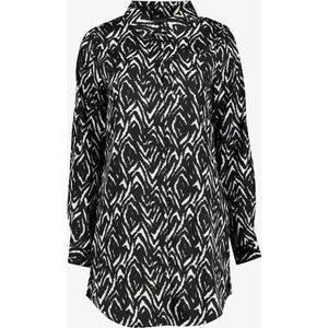 TwoDay lange dames blouse met print zwart wit - Maat S