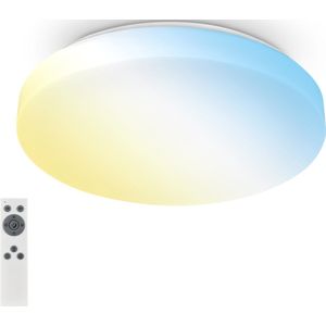 Briloner Rowno - LED plafondlamp - 3837016 - Dimbaar - Afstandsbediening - CCT kleurtemperatuurregeling - Nachtlichtfunctie - Ø39 x 6,5 cm - Wit