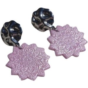 2 Love it Mandala Rose - Oorbellen - Polymeerklei - Stainless steel - Afmeting 5 x 3 cm - Lichtgewicht - Roze