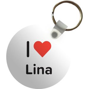 Sleutelhanger - I love - Lina - Meisje - Plastic - Rond - Uitdeelcadeautjes