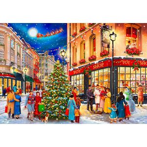 Wooden City Kerststraat XL - Houten Vormpuzzel - 52x37,5 cm - 1010 stukjes