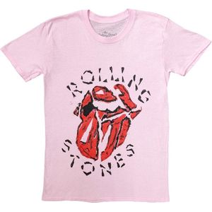 The Rolling Stones - Hackney Diamonds Painted Tongue Heren T-shirt - 2XL - Roze