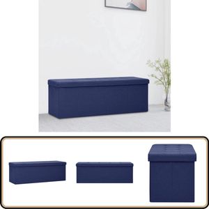 vidaXL Opbergbank - Inklapbaar - Kunstlinnen - Blauw Opbergbank - Halbank - Blauwe Bank - Stoffen Bank - Multifunctionele Bank