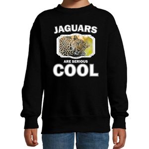 Dieren jaguars/ luipaarden sweater zwart kinderen - jaguars are serious cool trui jongens/ meisjes - cadeau luipaard/ jaguars/ luipaarden liefhebber - kinderkleding / kleding 98/104
