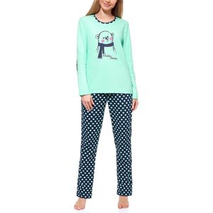 Merry Style Dames Pyjama - Lange mouwen - Lange broek - Katoen - MS-MS10-169-PJ - Munt Donkerblauw - S