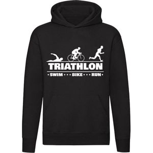 Triathlon | combinatieduursport | sport | gecombineerde sporten | krachtsport | duursport | harlopen | wielrennen | zwemmen | Unisex | Trui | Sweater | Hoodie | Capuchon | Zwart