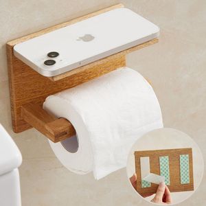 Toiletpapierhouder Met Plank - Muurbevestiging - Mango Hout