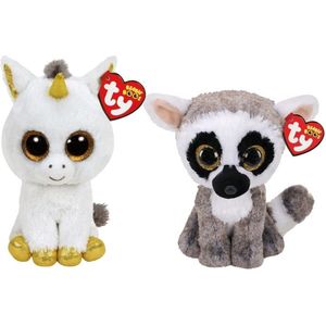 Ty - Knuffel - Beanie Boo's - Pegasus Unicorn & Linus Lemur