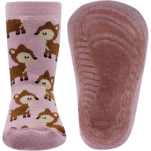 Ewers antislip sokken roze met bruine hertjes