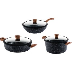 Westinghouse Pannenset - Speciale Editie Wokpan 30cm + Hapjespan 28cm + Braadpan 28cm - Geschikt voor alle warmtebronnen inclusief inductie