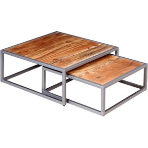 vidaXL - 2-delige - Salontafelset - massief - acaciahout