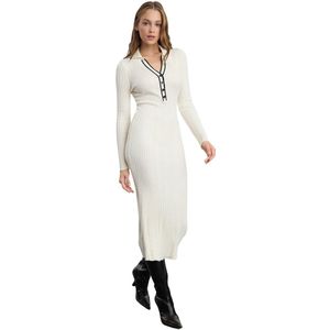 Trendyol Stone Color Block Midi Knitwear Premium Garen/Speciale Garen Jurk Twoaw25El00307