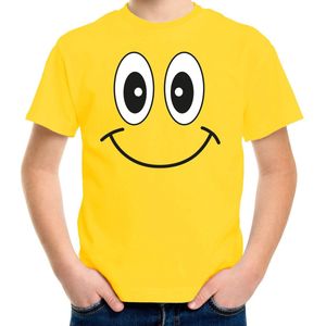Bellatio Decorations Verkleed t-shirt voor kinderen/jongens - smiley - geel - feestkleding 134/140