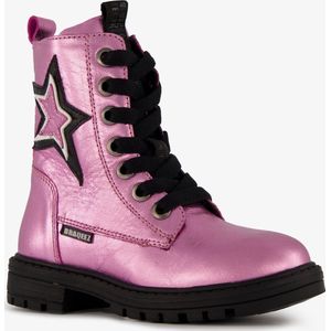Braqeez leren meisjes veterboots roségoud - Maat 34 - Uitneembare zool