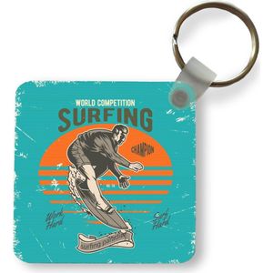 Sleutelhanger - Uitdeelcadeautjes - Vintage - Surf - Surfplank - Plastic - Vaderdag cadeau - Geschenk - Cadeautje voor hem - Tip - Mannen